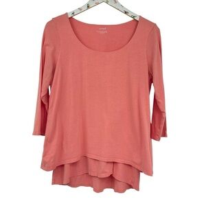Pure J Jill Womens Size Medium Elliptical Layered Blouse Top peach Scoop Neck